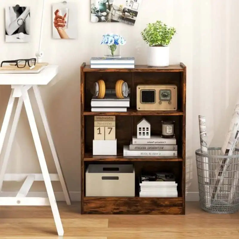 Petite étagère à livres brun rustique au salon