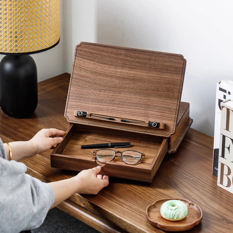 Lutrin de table en bois avec compartiment de rangement