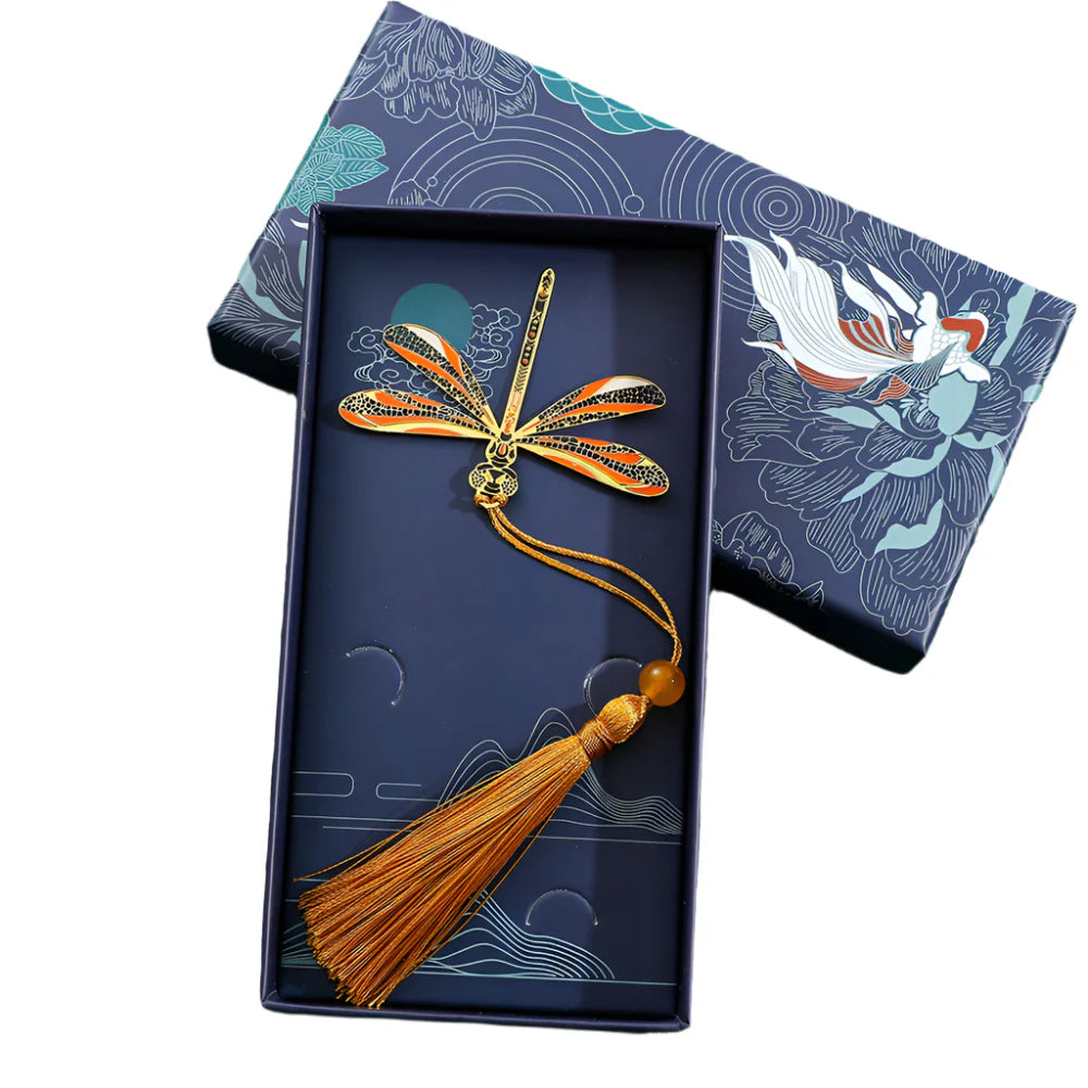 Lot De 7 Marque-pages Métal Pendentif Papillon 3D - Cadeau Lecteurs Plume Dorée